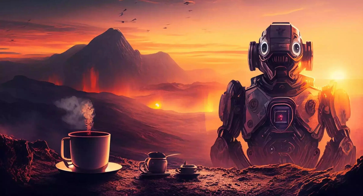 Robot coffee brewing AI image